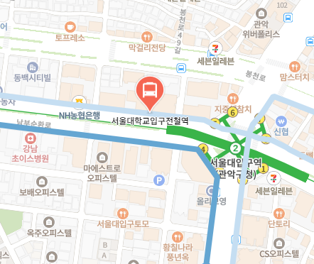 서울대학교입구역에서 인천공항 리무진 공항버스(6003번) 지도 위치