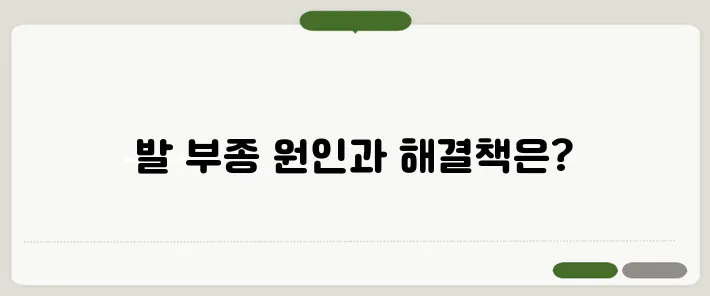 발이 붓는 이유와 부종 해결 방법
