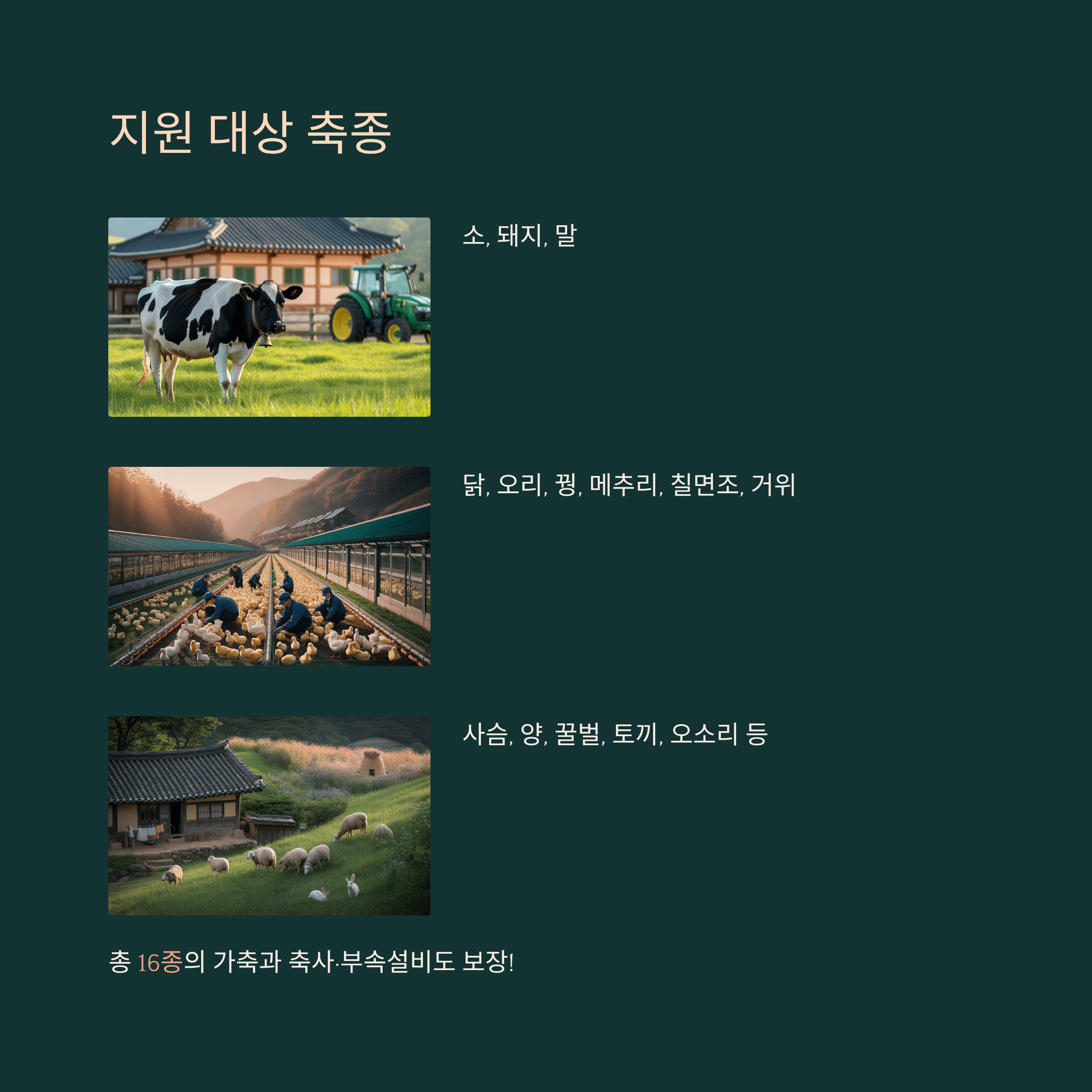 금산군 축산 농가 가축 재해 보험금 지원 지원 대상 축종