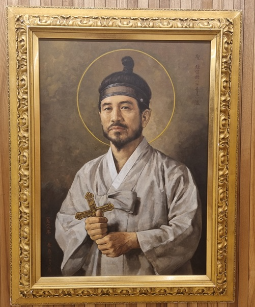 절두산 순교성지에 있는 조신철 가롤로 성인 그림입니다. 김태 바오로 작가님 작품입니다.