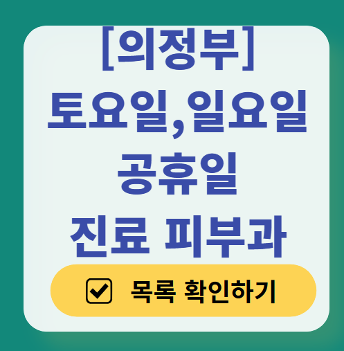 의정부시 일요일 문 여는 피부과 목록 ❘ 토요일, 주말, 공휴일 영업 병원 (두드러기, 아토피, 습진, 피부염, 여드름 진료)