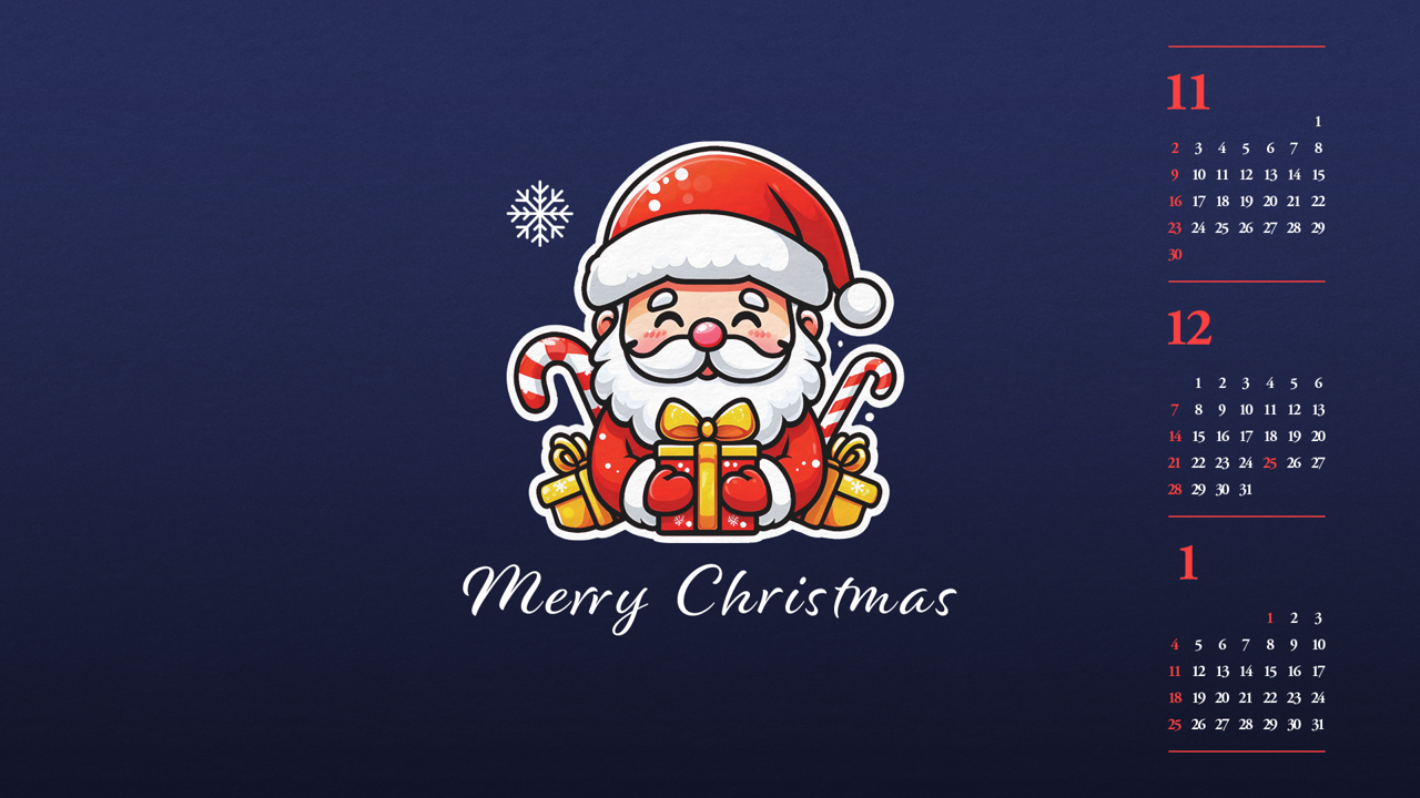 03 선물상자를 든 산타클로스 B - 2025년12월 달력배경화면