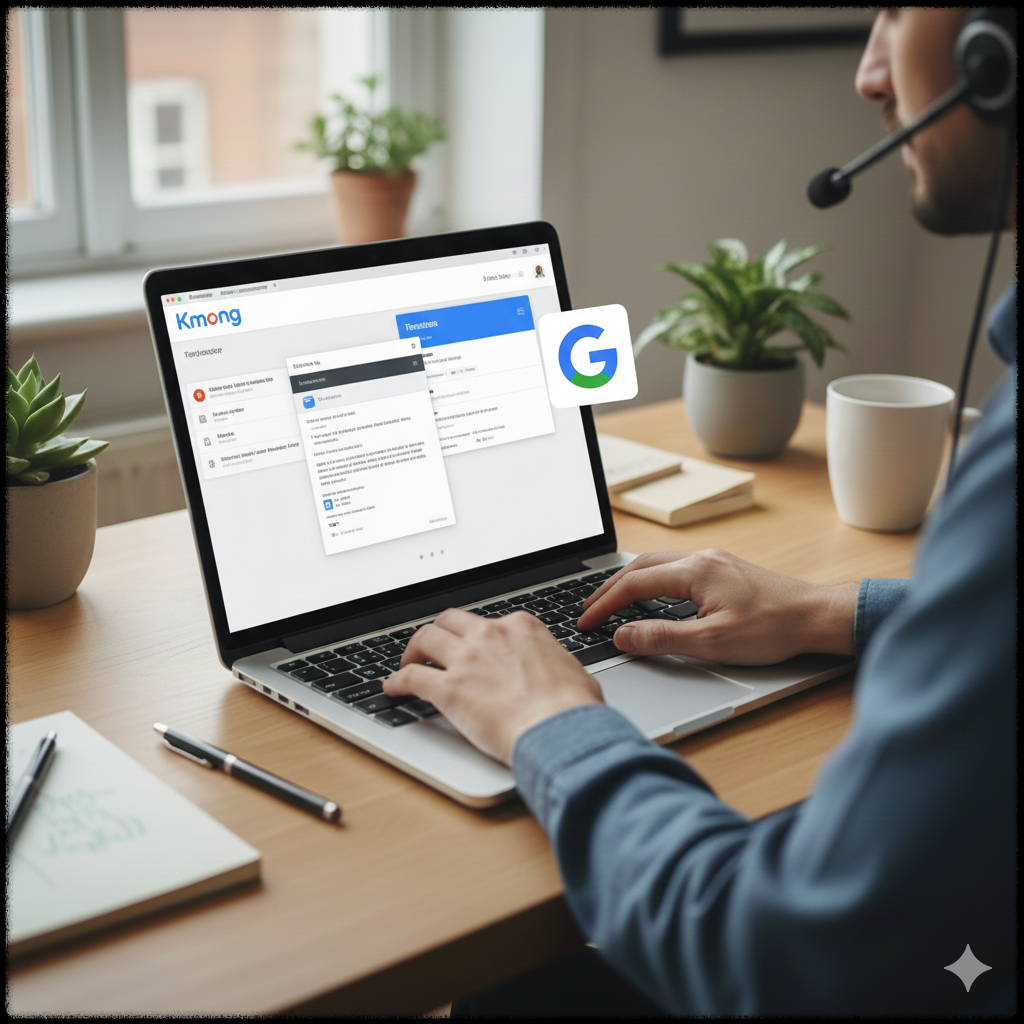 번역 작업 결과물을 클라이언트에게 납품하는 프리랜서 작업 모습