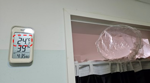 에어컨 비닐터널 설치 전 후 온도 비교