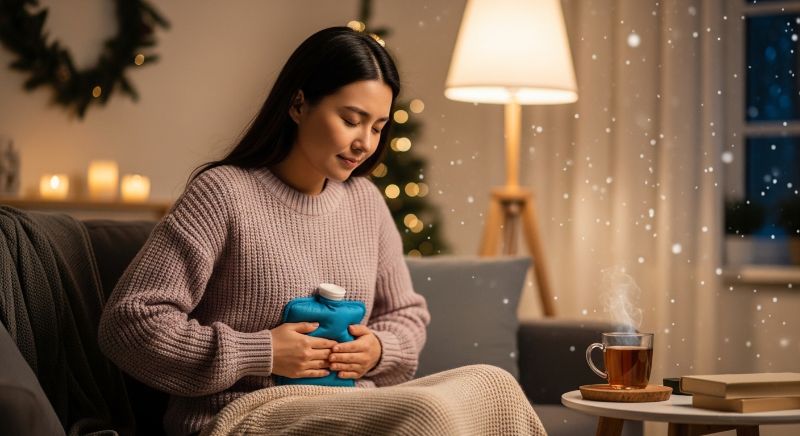 복부 보온이 체온 유지와 손발 온도에 영향을 줄 수 있는 모습