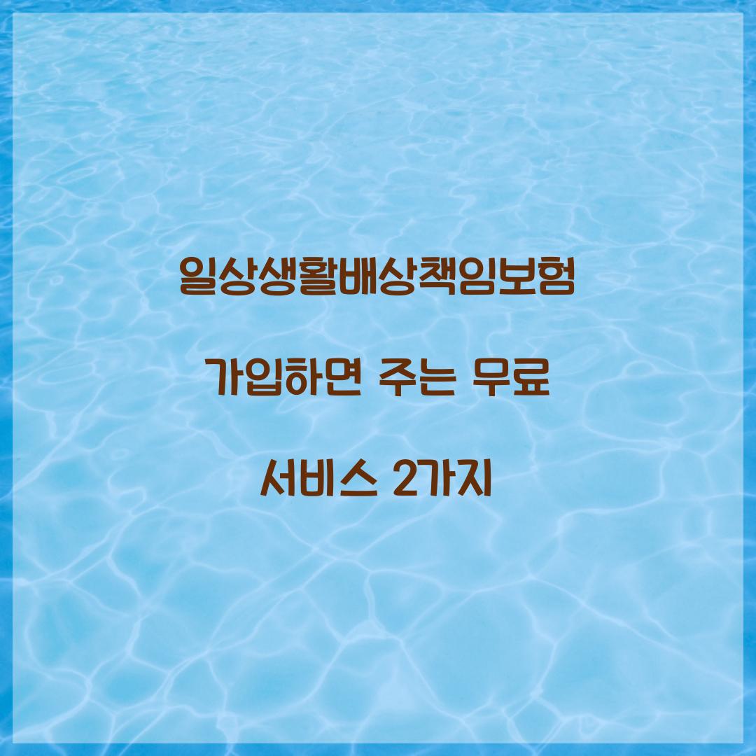 일상생활배상책임보험 가입하면 주는 무료 서비스 2가지