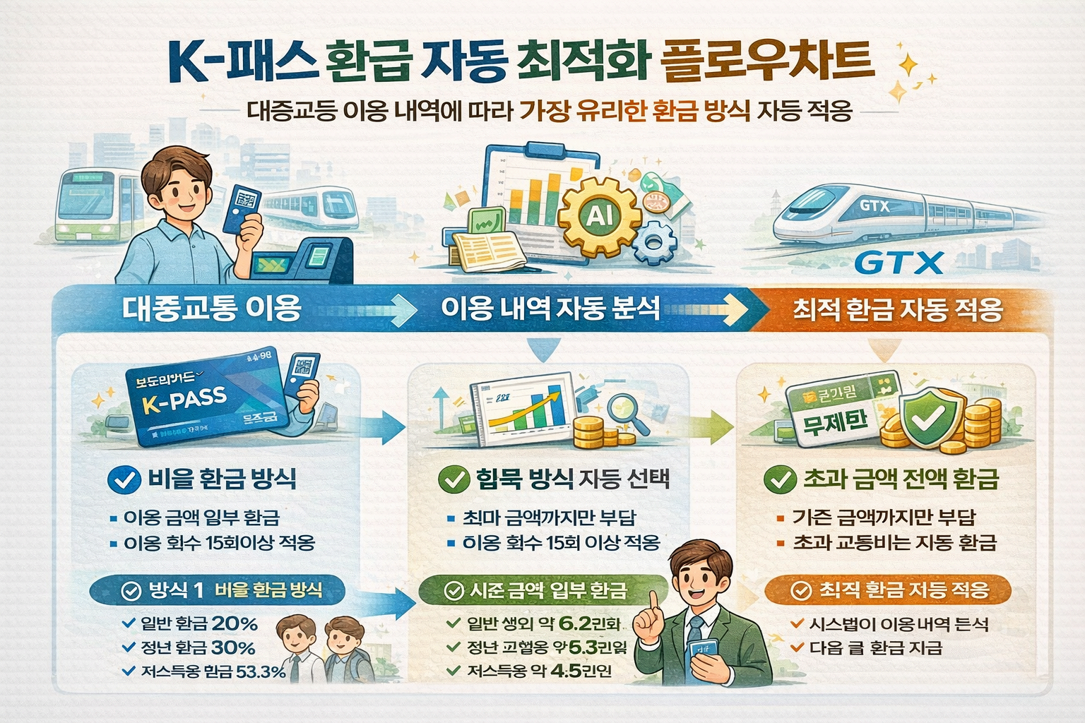 2026 K-패스 모두의 카드 환급금 자동 최적화 및 정산 지급 프로세스 안내도