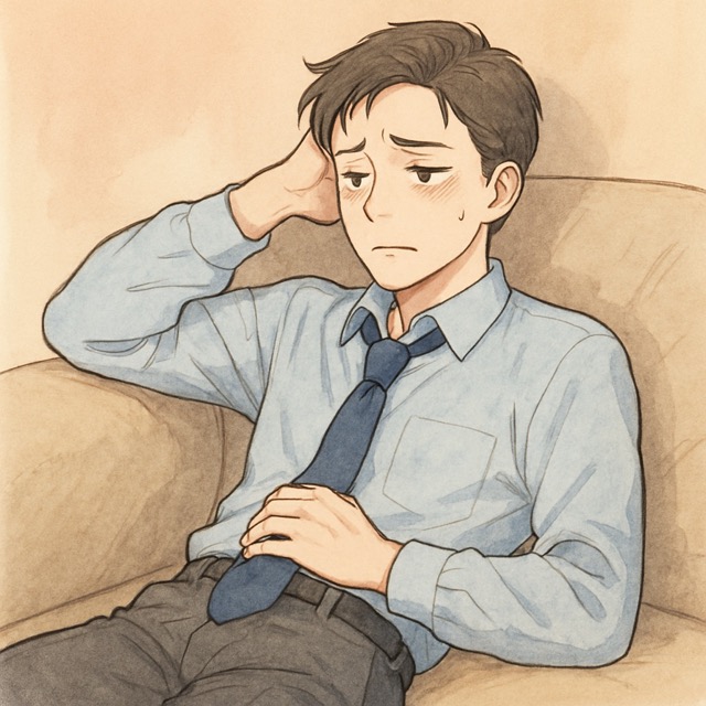 스트레스로 지친 현대인의 모습, 간 건강의 중요성을 암시(출처: 자체제작)