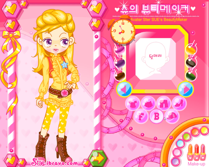 슈의-뷰티메이커-옷입히기-메이크업-플래시게임-플레이-아바타-디너쇼에-어울리는-슈의-의상을-고르는-화면