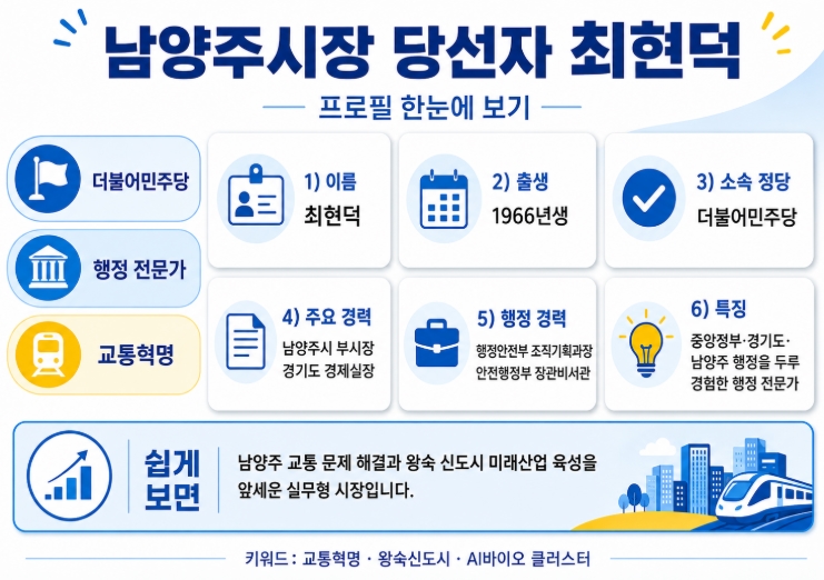 최현덕 남양주시장 당선자 프로필&middot;공약 총정리