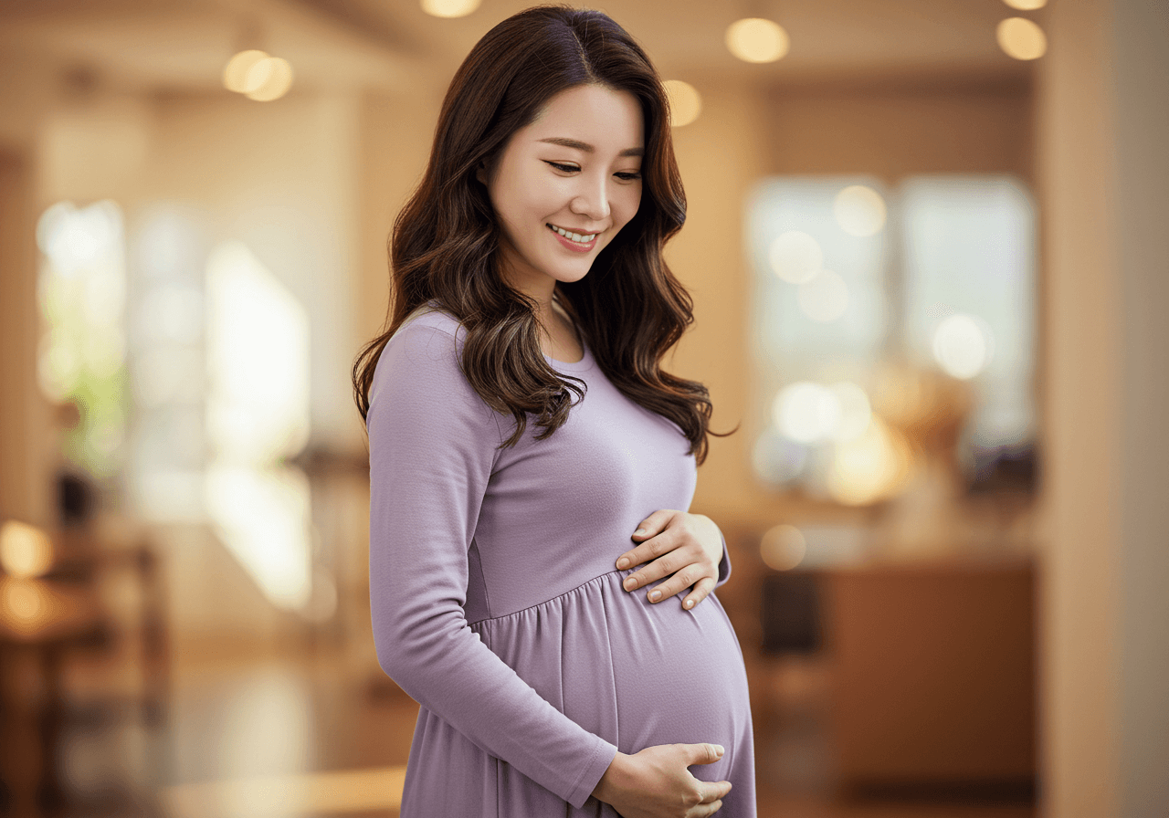 배를 안고있는 여성