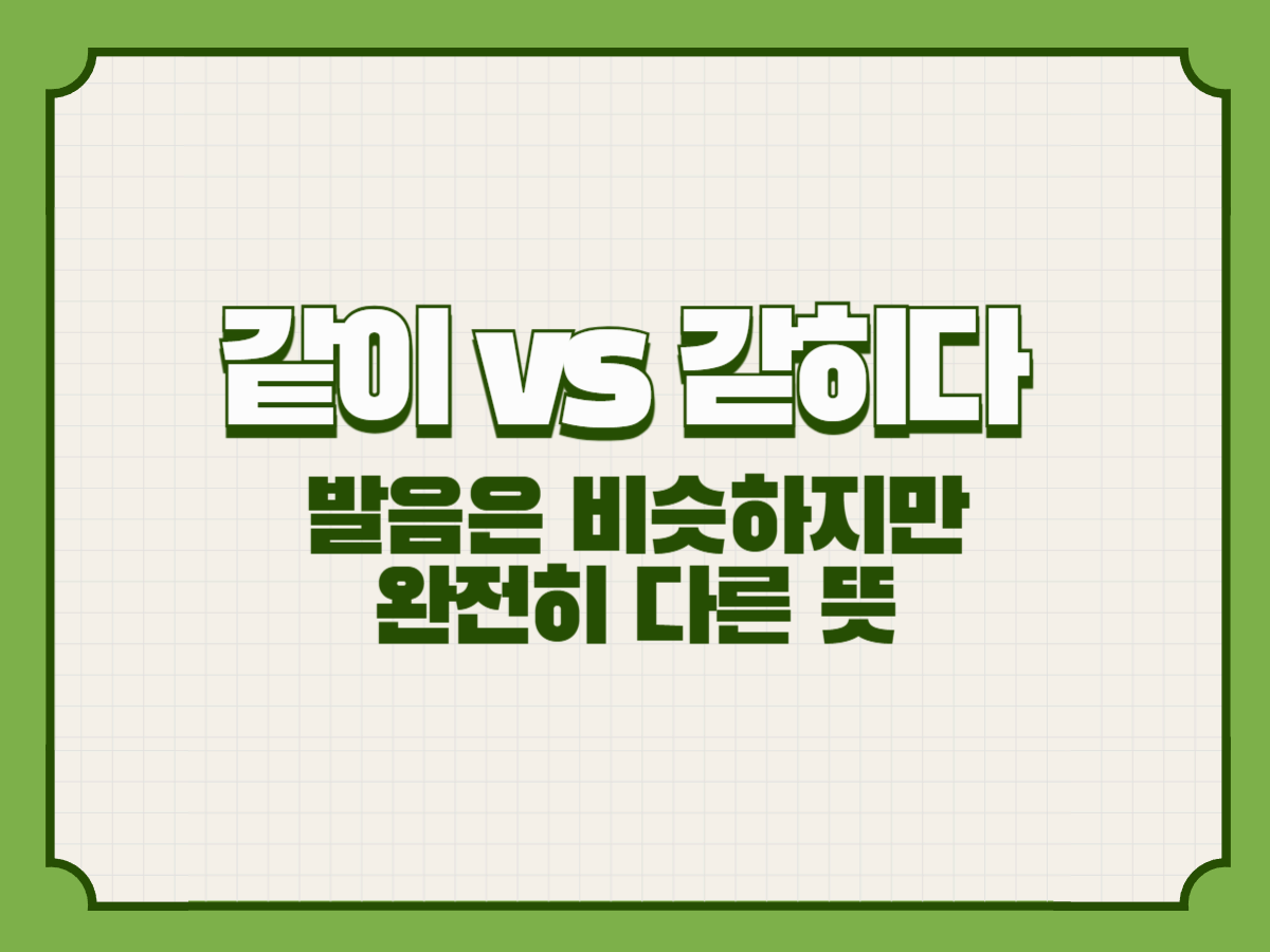 같이 vs 갇히다 – 발음은 비슷하지만 완전히 다른 뜻