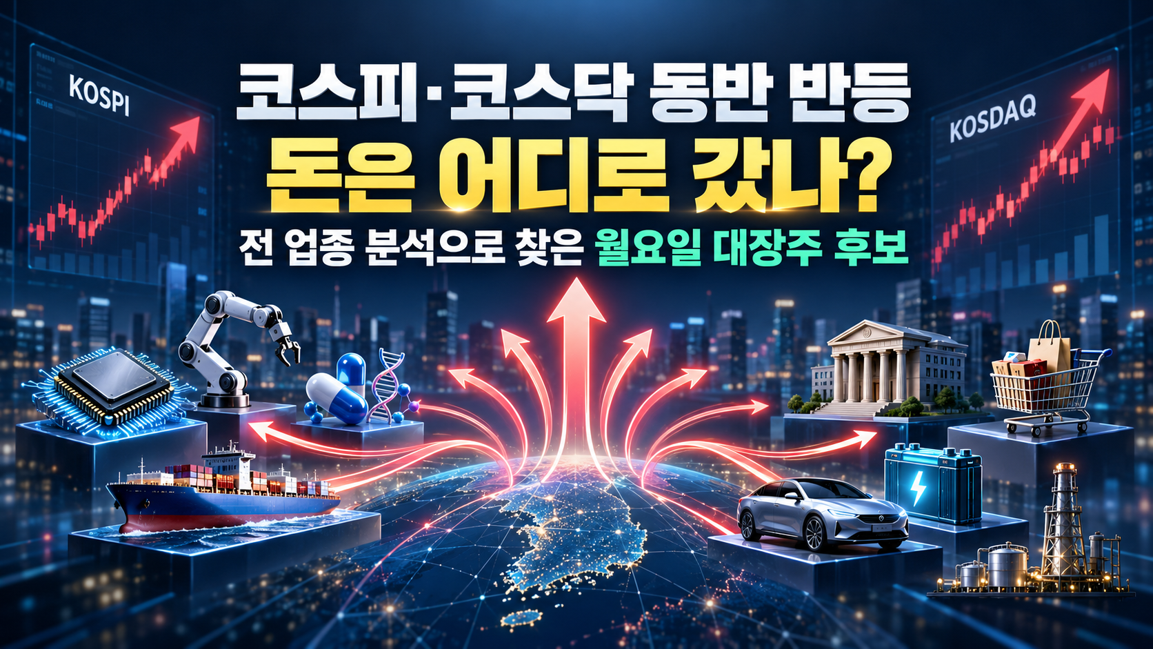 코스피&middot;코스닥 동반 반등, 돈은 어디로 갔나?
전 업종 분석으로 찾은 월요일 대장주 후보