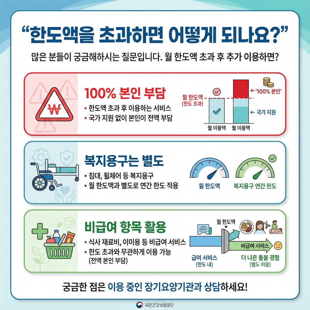한도액초과시_본인부담_복지용구별도_주야간보호가산_요약인포그래픽