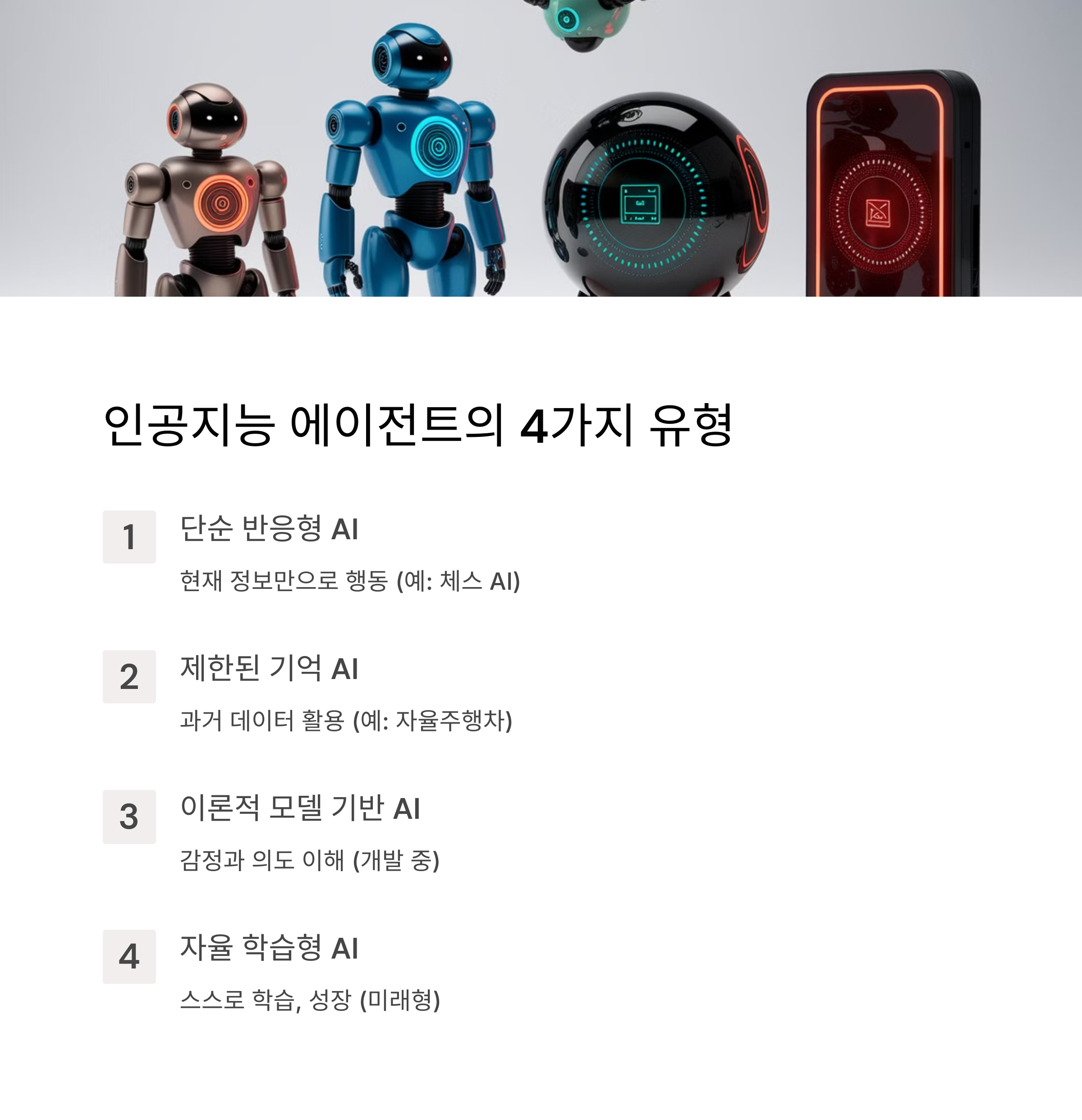 인공지능 에이전트의 유형