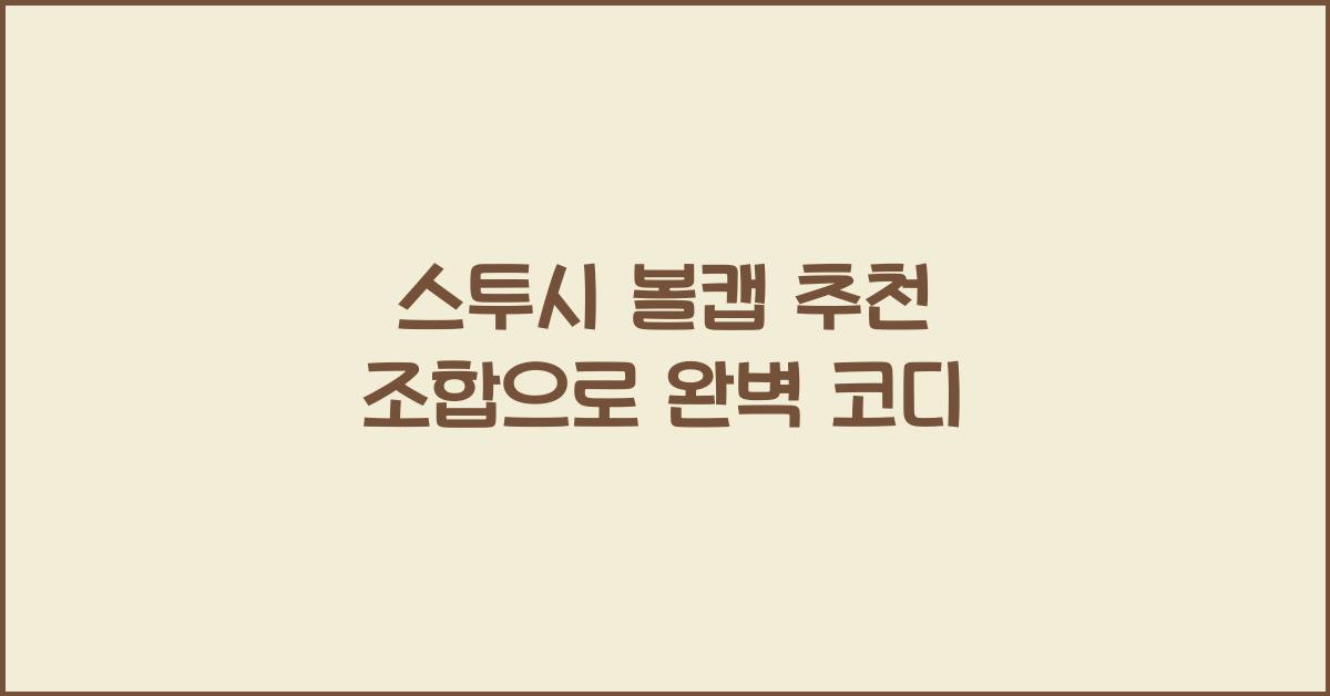 스투시 볼캡 추천 조합