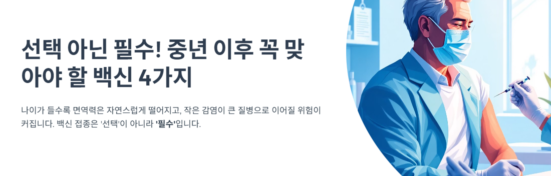 선택 아닌 필수! 중년 이후 꼭 맞아야 할 백신 4가지