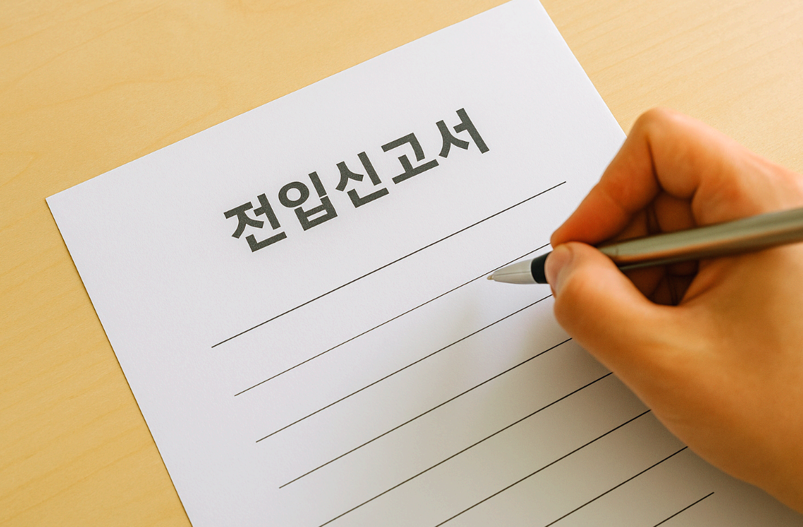 전입신고서를 작성하는 이미지