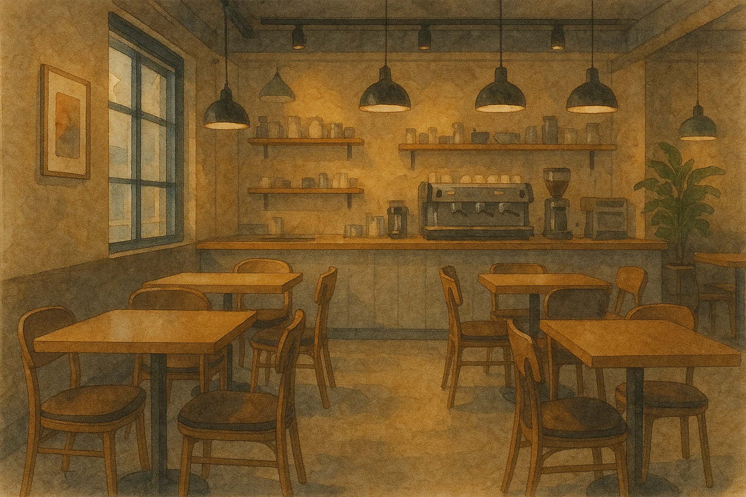 카페 내부의 따뜻한 분위기