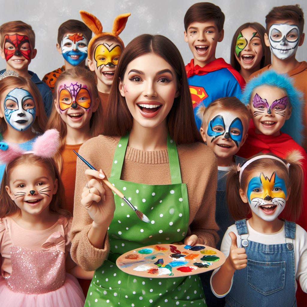 페이스페인팅 선생님과 아이들