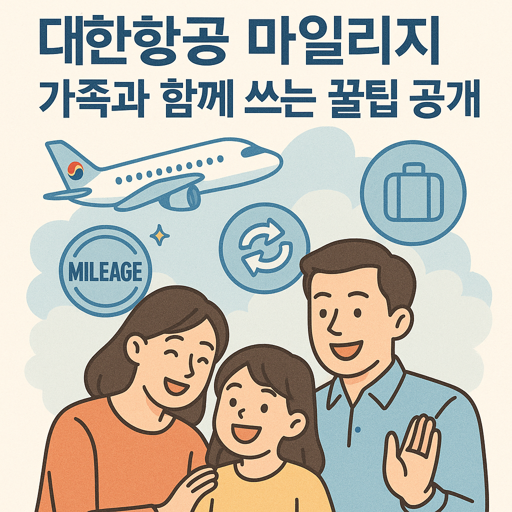대한항공 마일리지 가족 등록 대상 합산 양도 하는법 소요시간 가족 삭제