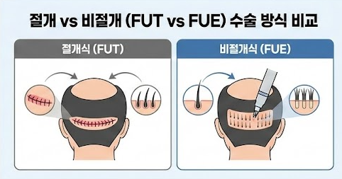 모발이식 절개 vs 비절개