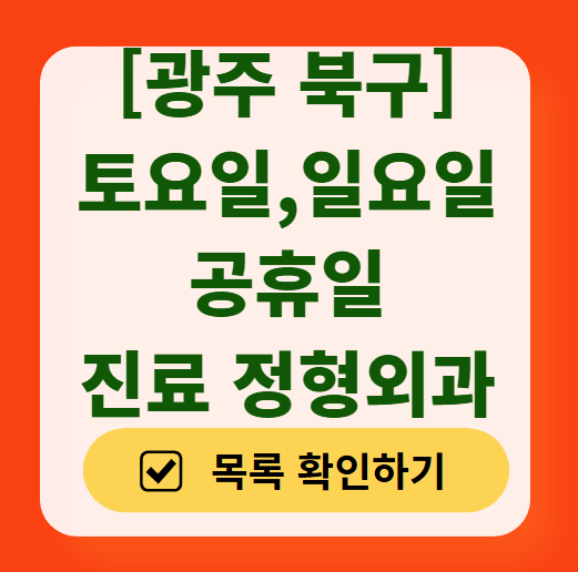 광주 북구 주말 진료 정형외과 총정리! 일요일·토요일 문 여는 정형외과 병원 리스트