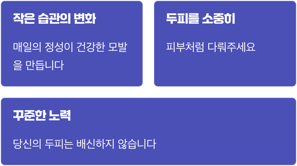 결국 정성이 모발을 바꿉니다