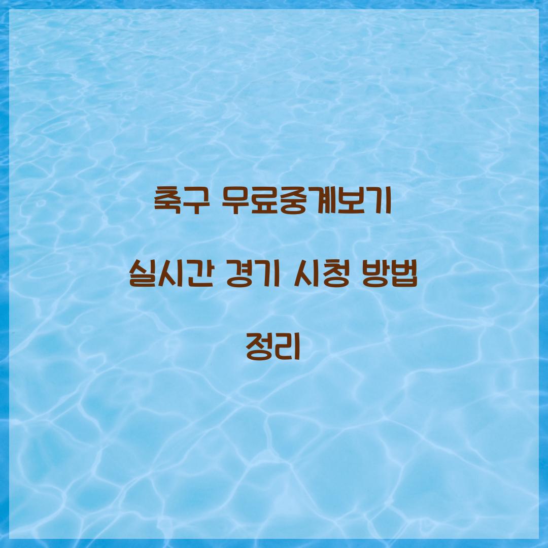 축구 무료중계보기