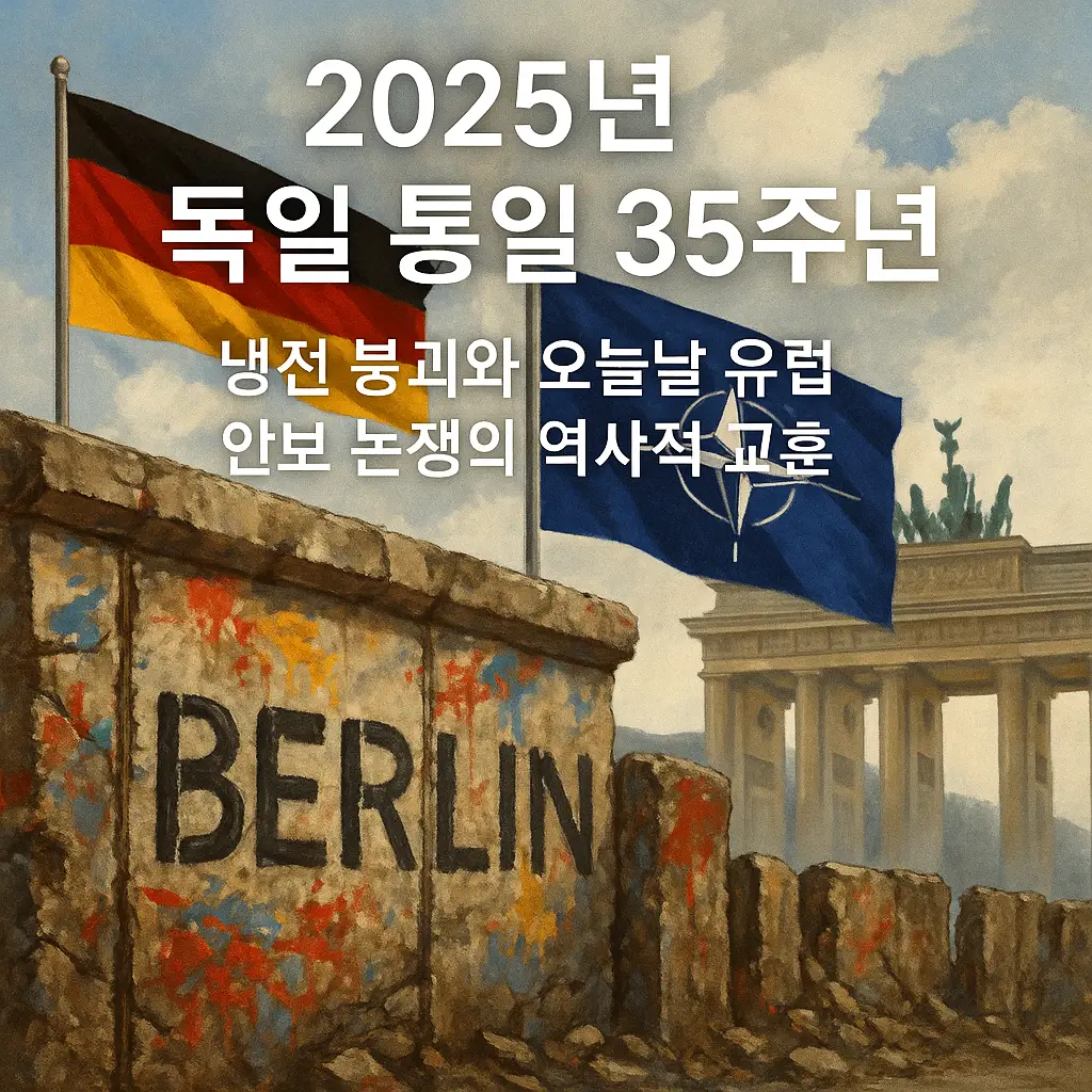 독일 통일 35주년 &ndash; 베를린 장벽 붕괴와 유럽 안보 상징 이미지