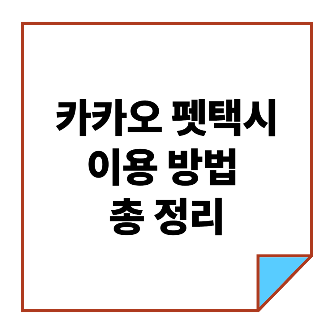 카카오 펫택시 이용 방법 총정리
