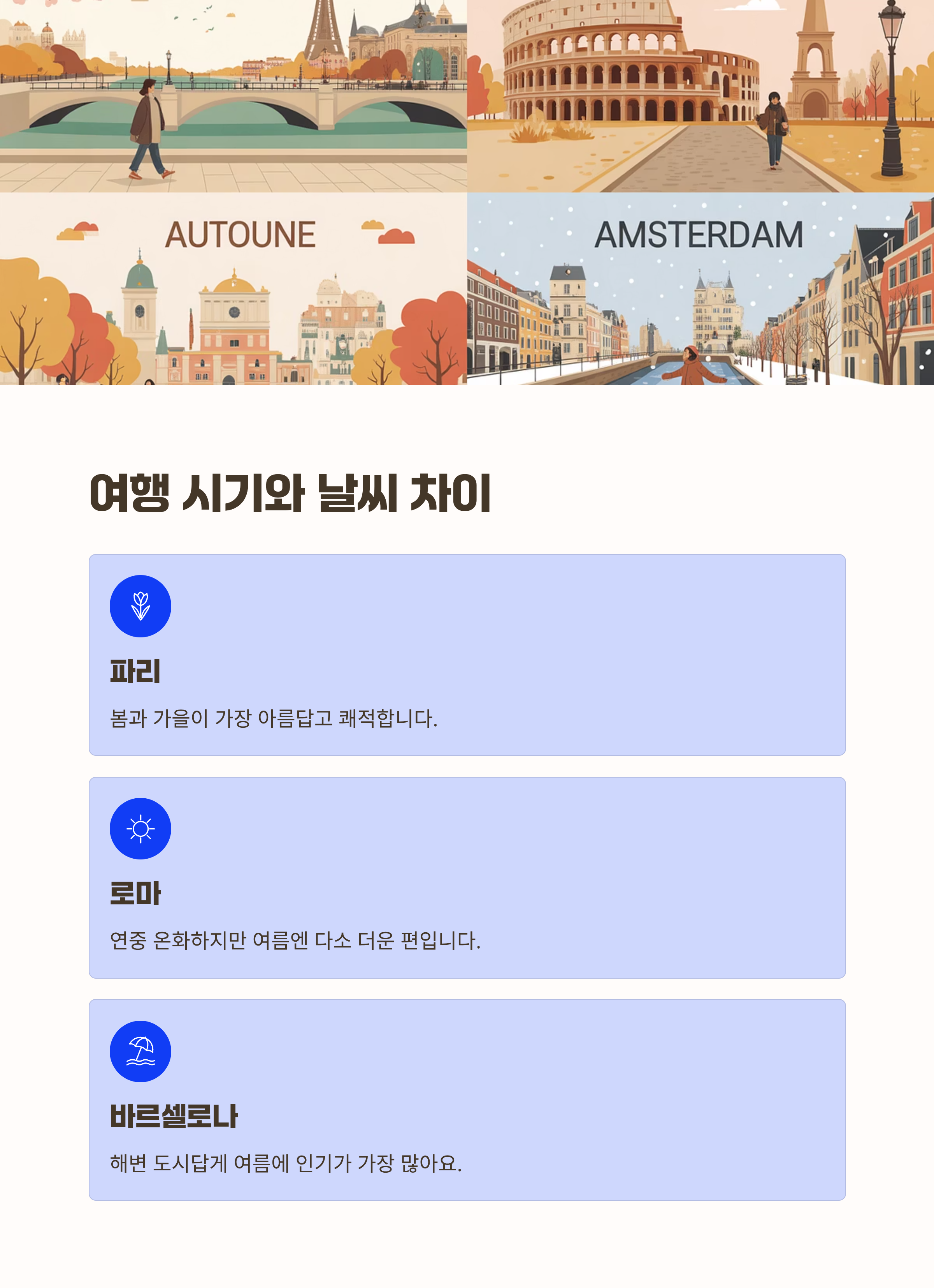 여행 시기와 날씨 차이