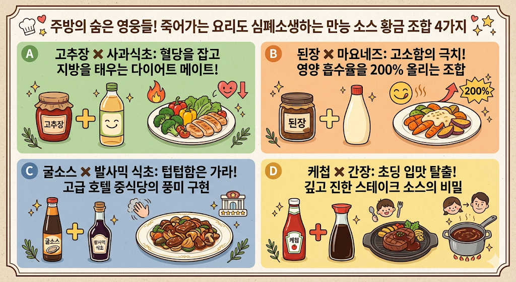 주방의 숨은 영웅들! 죽어가는 요리도 심폐소생하는 만능 소스 황금 조합 4가지
