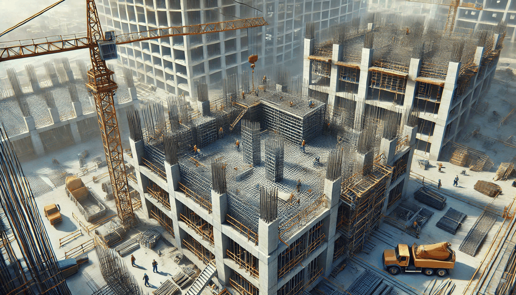 철근 콘크리트 구조의 건물을 짓는 이미지