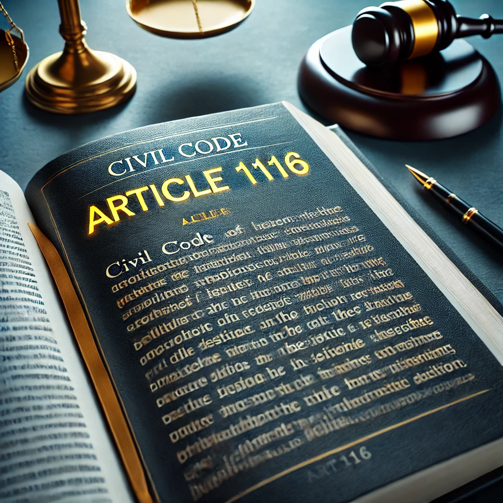 민법 제1116조 조문이 강조된 법전 사진