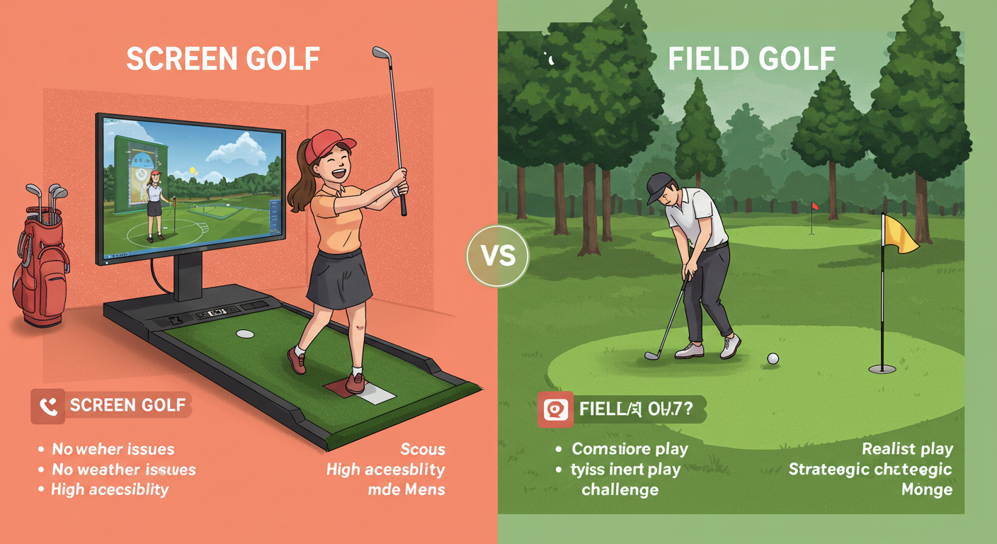 스크린 골프 vs 필드 골프, 뭐가 더 어려울까? (차이점, 즐길까?, 어려운 골프는?)
