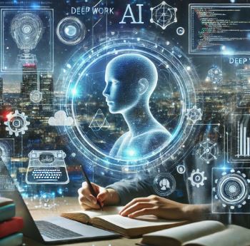 AI 시대에 집중적으로 학습하는 모습을 표현한 이미지