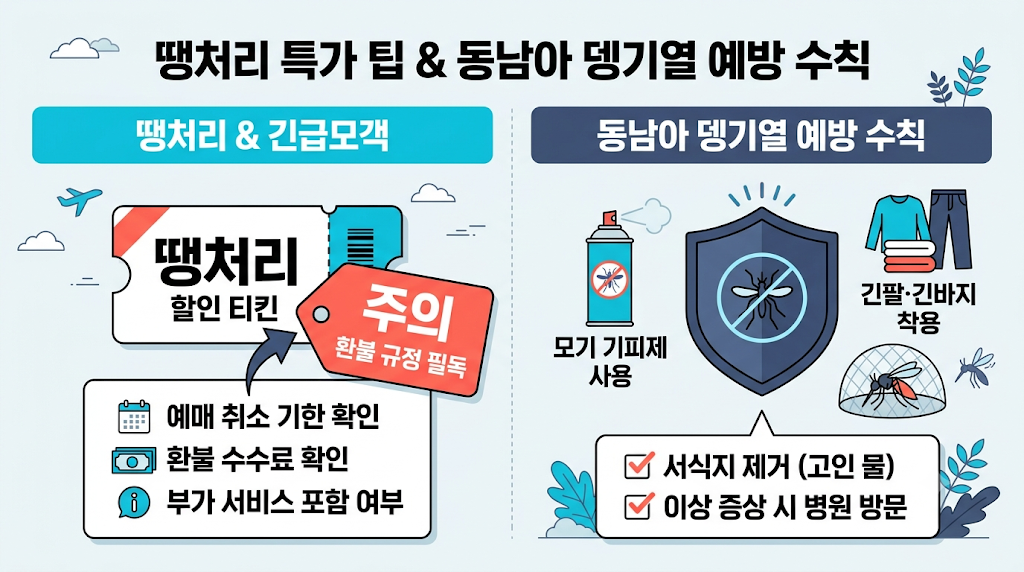 땡처리 특가 팁 &amp; 동남아 뎅기열 예방 수칙