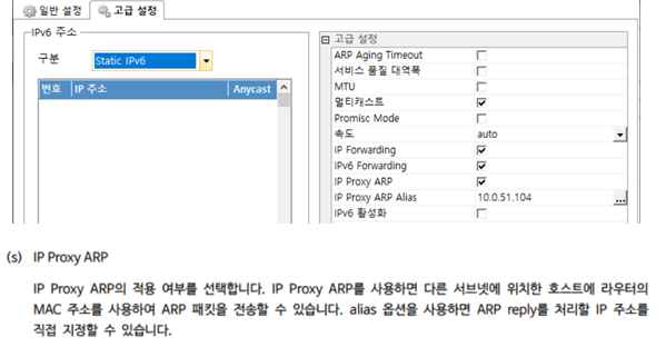 IP Proxy ARP 활성화