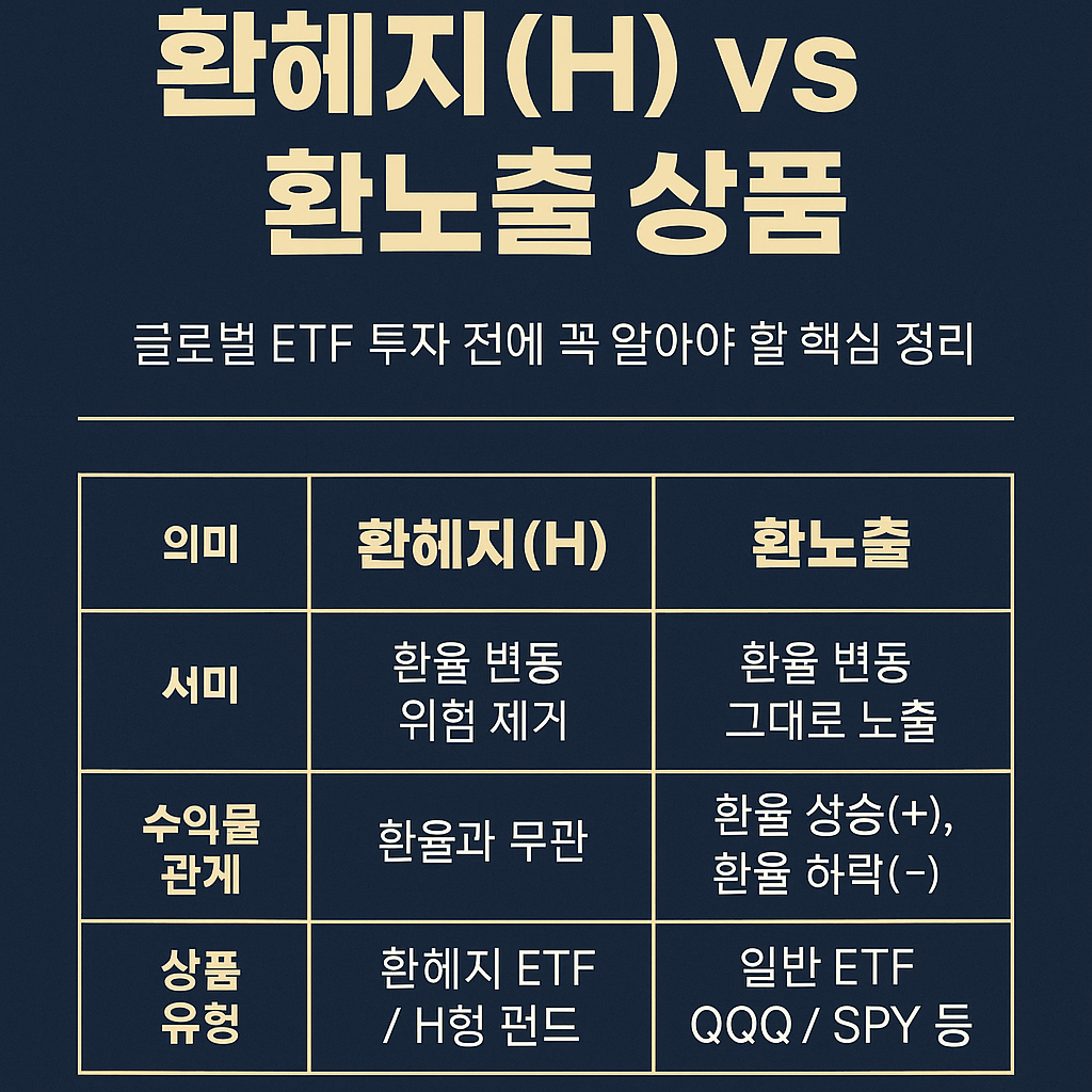 환헤지(H) vs 환노출 상품 글로벌 ETF 투자 전에 꼭 알아야 할 핵심 정리