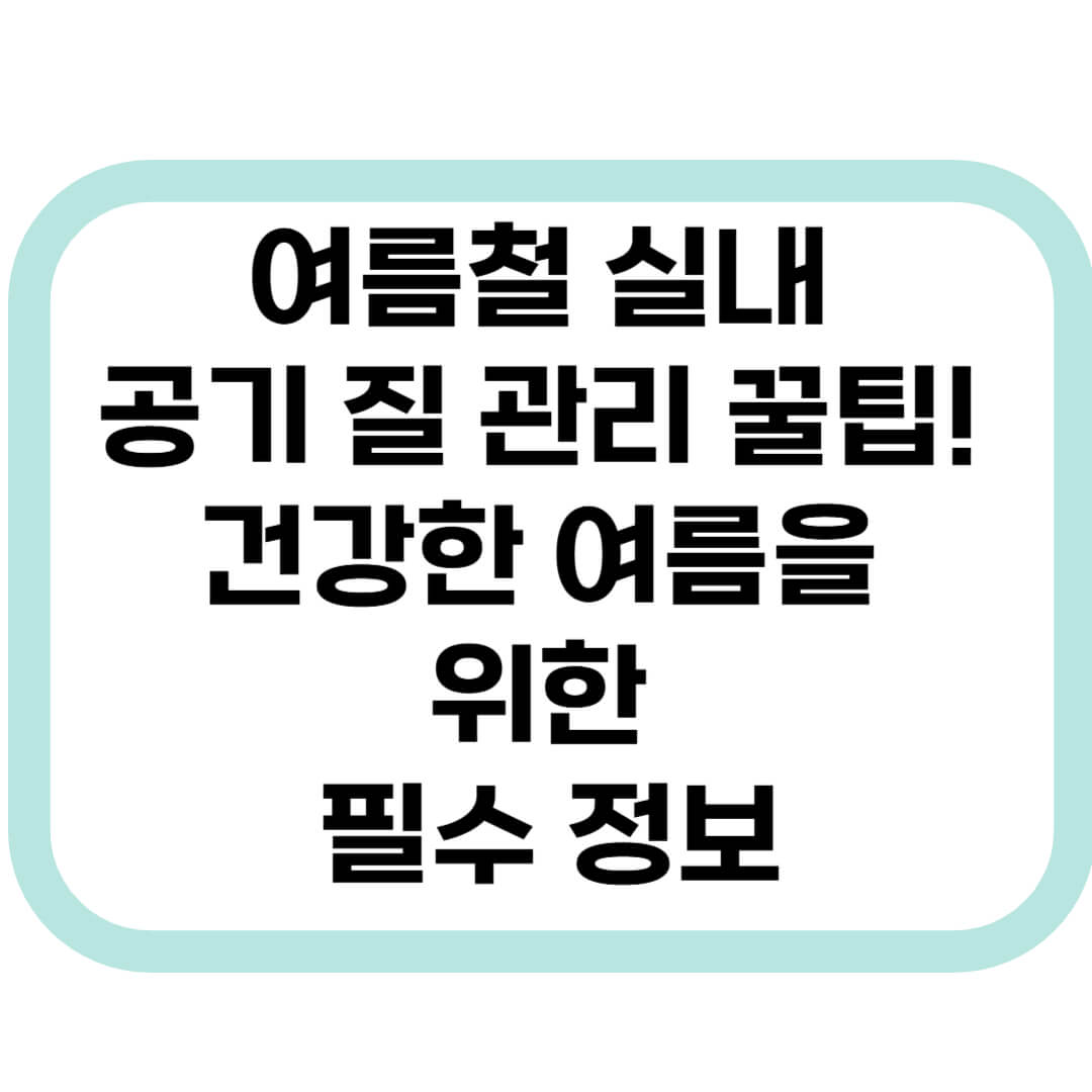 여름철 실내 공기 질 관리 꿀팁! 건강한 여름을 위한 필수 정보