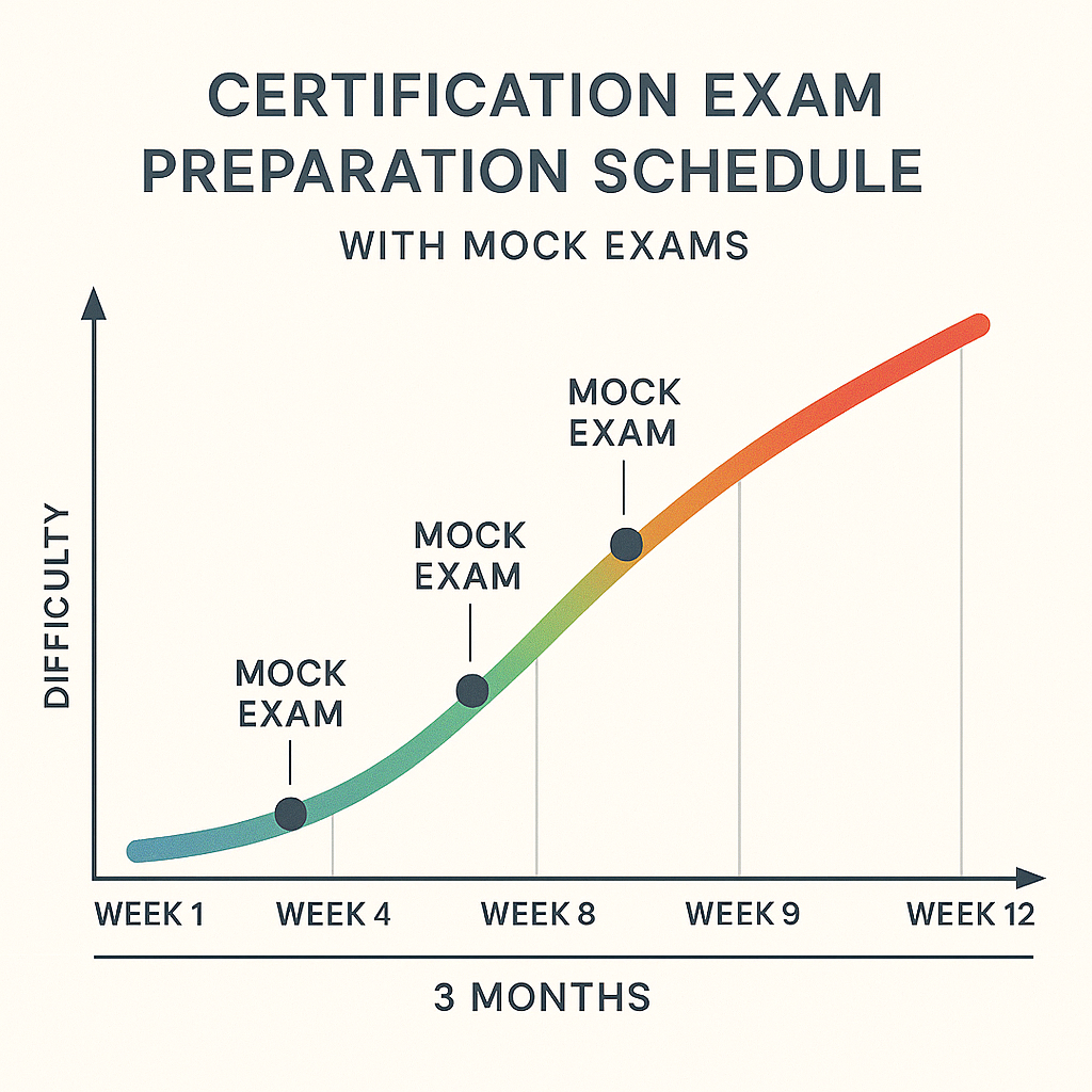 Mock exam schedule and difficulty progression chart