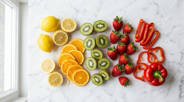 비타민C 풍부 식품 플랫레이