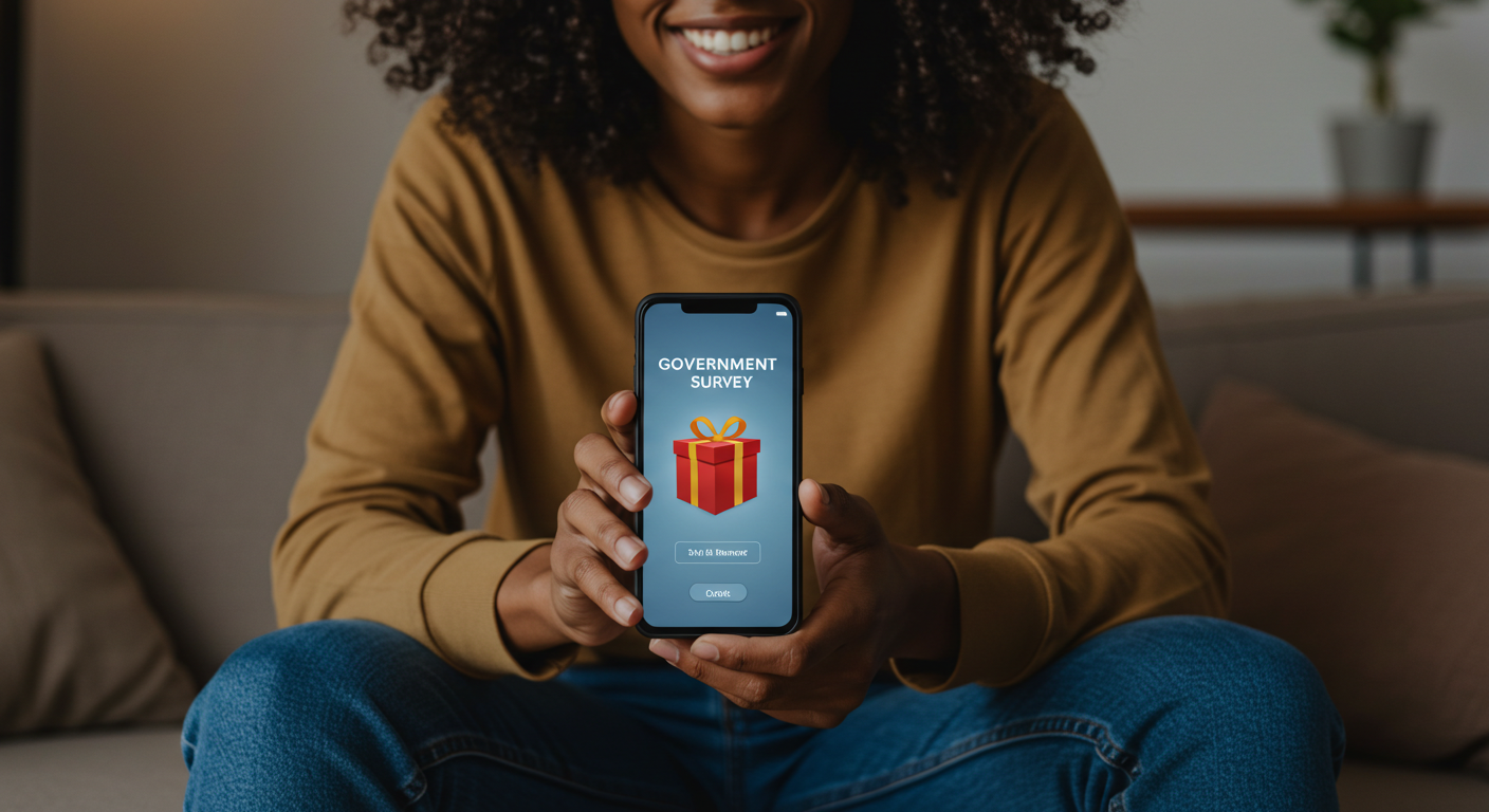 주민등록 사실조사에 참여하고 경품에 응모된 상황을 표현한 이미지