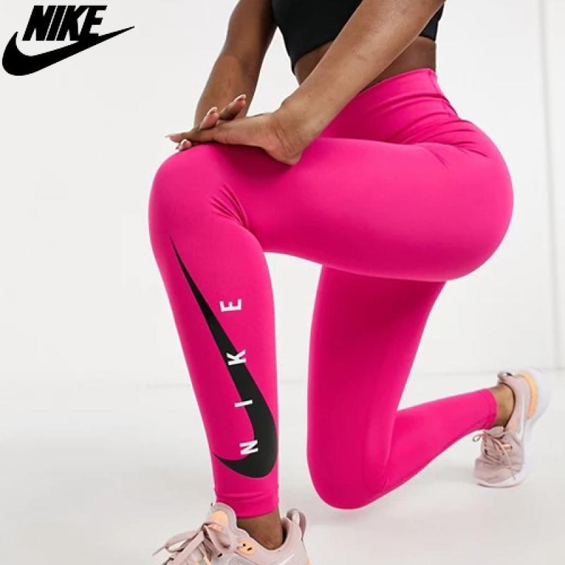 나이키 러닝 스우시 로고 핑크 레깅스