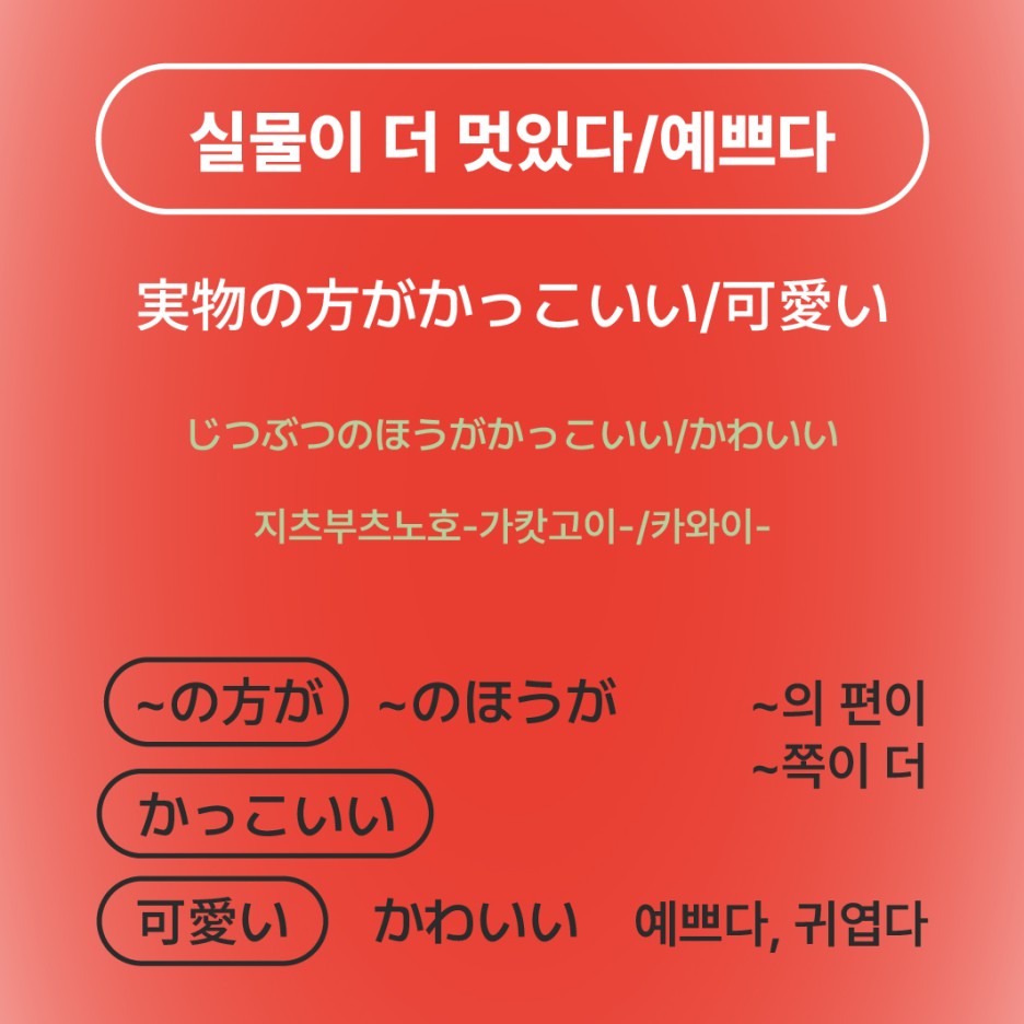 실물이 더 멋있다 예쁘다