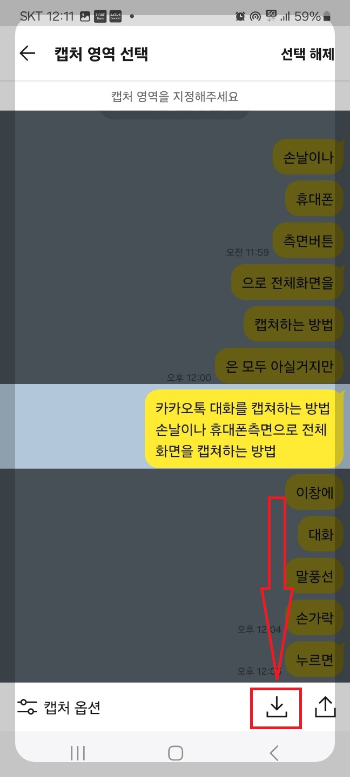 카톡 대화 내용 캡쳐