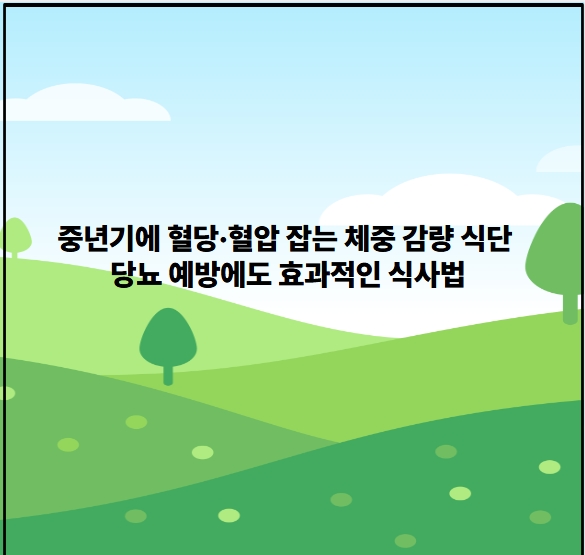 중년기에 혈당·혈압 잡는 체중 감량 식단 – 당뇨 예방에도 효과적인 식사법