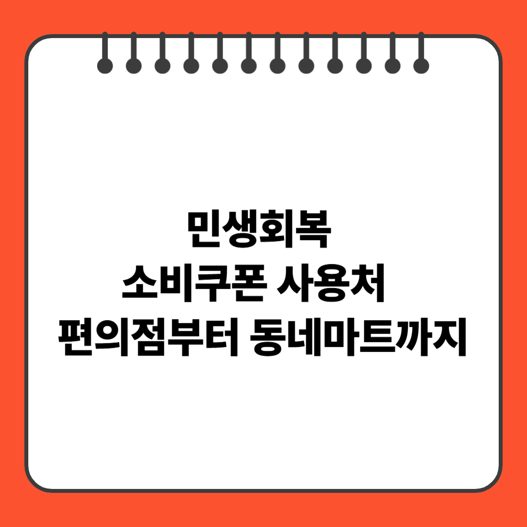 민생회복 소비쿠폰 사용처 : 편의점부터 동네마트까지