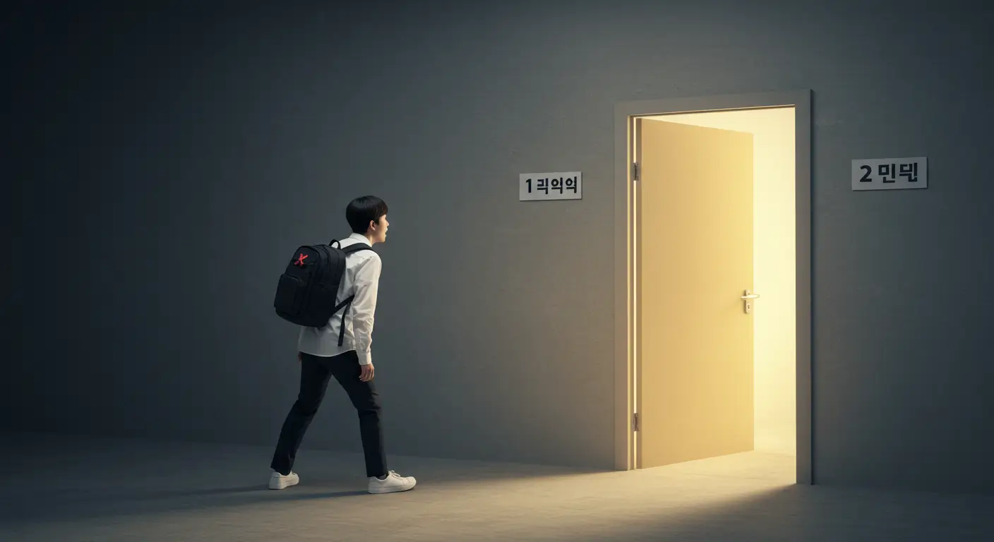 국민취업지원제도 1유형에서 탈락한 구직자가, 2유형에 훈련수당 등 숨겨진 혜택이 있다는 것을 발견하고 새로운 희망을 얻는 모습